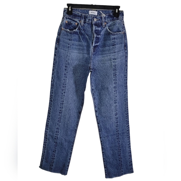 PISTOLA High Rise Button Fly Raw Hem Straight Jeans Size 26 NWOT - Picture 1 of 8